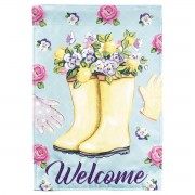 2pk -Flag Floral Welcome Rain Boots 13x18 - (Pack of 2)