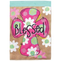 2pk -Flag Blessed Floral Cross 13x18 - (Pack of 2)