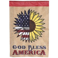2pk -Flag God Bless America Burlap 13x18 - (Pack of 2)