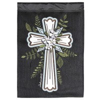 2pk -Flag Cross Joshua 24:15 Burlap 13x18 - (Pack of 2)
