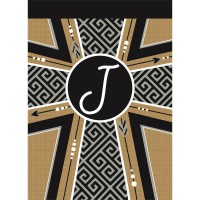 2pk -Flag Monogram-J Cross Burlap 13x18 - (Pack of 2)