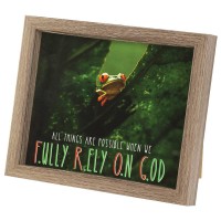 Framed Art Rely On God Woodgrain 10x8