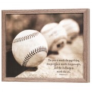 Framed Wall Art Baseball Woodgrain 14x11