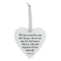 3pk -Glass Ornament God So Loved John 3:16 - Pack of 3