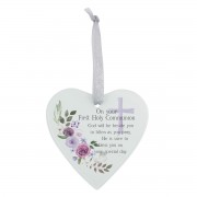 3pk -Glass Ornament Heart First Holy Communion - Pack of 3 3pk -Glass Ornament Heart First Holy Communion - Pack of 3