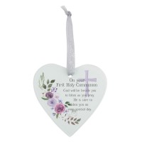 3pk -Glass Ornament Heart First Holy Communion - Pack of 3
