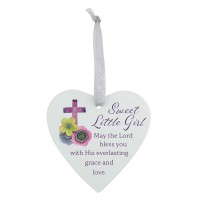 3pk -Glass Ornament Heart Sweet Little Girl - Pack of 3