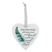 3pk -Glass Ornament Heart Memories Will Warm - Pack of 3