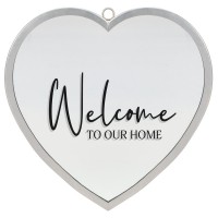 2pk -Heart Mirror Welcome To Our Lrg Silver - (Pack of 2)