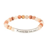 4pk -BRC PROV 31:25 PINK BEAD STRETCH SIL PLT - Pack of 4