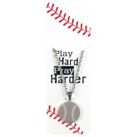 2pk -Necklace Baseball Pray Hard Him 24in - (Pack of 2)