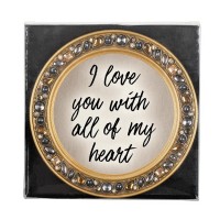 4pk -I Love You Amber Jeweled Coaster Set - Pack of 4