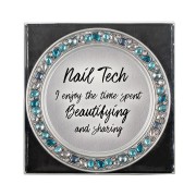 4pk -Nail Tech Teal Jeweled Coaster Set - Pack of 4 4pk -Nail Tech Teal Jeweled Coaster Set - Pack of 4