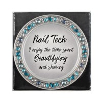4pk -Nail Tech Teal Jeweled Coaster Set - Pack of 4