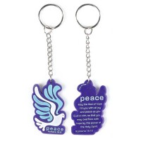 6pk -KEYRING PVC DOVE - PEACE - Pack of 6