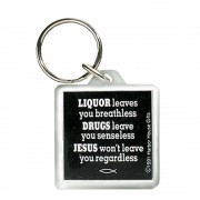 6pk -KEYRING-ACRYL-BLK-LIQUOR/YOU - Pack of 6