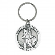 6pk -KEYRING ST CHRISTOPHER SIL METAL - Pack of 6
