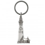 6pk -KEYRING LIGHTHOUSE JOHN 8:12 ZINC ALLOY - Pack of 6