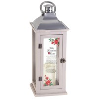 THE REUNION HEART POEM LANTERN GRAY 17"