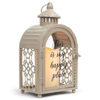 Lantern This My Happy Place Small Grey