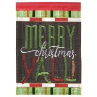 2pk -Flag Merry Christmas Yall Burlap 29x42 - (Pack of 2)