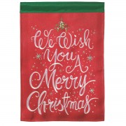 2pk -Flag We Wish You A Merry Burlap 29x42 - (Pack of 2)