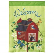 2pk -Flag Barn Birdhouse Welcome Burlap 29x42 - (Pack of 2) 2pk -Flag Barn Birdhouse Welcome Burlap 29x42 - (Pack of 2)