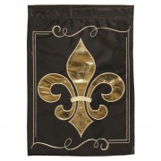 2pk -Flag Fleur-De-Lis Gold Black 29x42 - (Pack of 2)