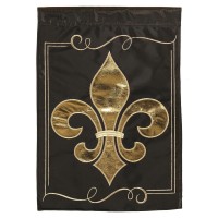 2pk -Flag Fleur-De-Lis Gold Black 29x42 - (Pack of 2)