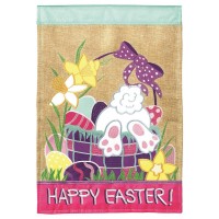 2pk -Flag Happy Easter Burlap Polyester 29x42 - (Pack of 2)