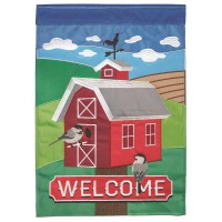 2pk -Flag Barn Birdhouse Welcome 29x42 - (Pack of 2)