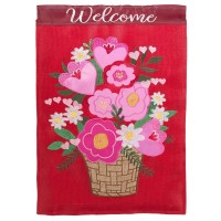 2pk -Flag Heart Flower Basket Burlap 29x42 - (Pack of 2)