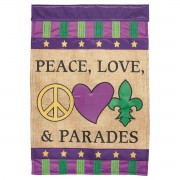 2pk -Flag Peace Love & Parades Burlap 29x42 - (Pack of 2)