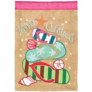 2pk -Flag Christmas Flip Flops Burlap 29x42 - (Pack of 2)