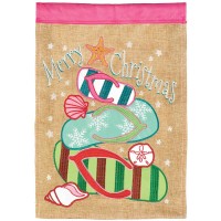 2pk -Flag Christmas Flip Flops Burlap 29x42 - (Pack of 2)