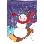 2pk -Flag Snowman Sledding Polyester 29x42 - (Pack of 2)