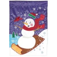 2pk -Flag Snowman Sledding Polyester 29x42 - (Pack of 2)