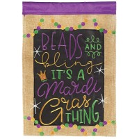 2pk -Flag Beads Bling Mardi Gras Burlap 29x42 - (Pack of 2)
