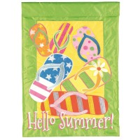 2pk -Flag Hello Summer Flip Flops 29x42 - (Pack of 2)