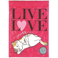 2pk -Flag Live Love Purr Polyester 29x42 - (Pack of 2)