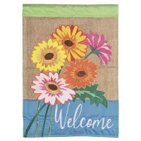 2pk -Flag Welcome Gerbers Burlap 29x42 - (Pack of 2)
