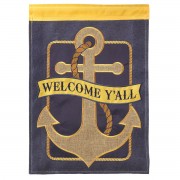 2pk -Flag Anchor Welcome Yall Burlap 13x18 - (Pack of 2) 2pk -Flag Anchor Welcome Yall Burlap 13x18 - (Pack of 2)