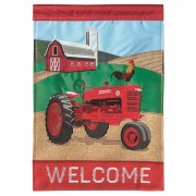 2pk -Flag Tractor Welcome Burlap 13x18 - (Pack of 2) 2pk -Flag Tractor Welcome Burlap 13x18 - (Pack of 2)