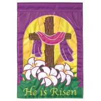2pk -Flag Easter Cross Risen Polyester 13x18 - (Pack of 2)