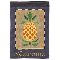 2pk -Flag Pineapple Welcome Burlap 13x18 - (Pack of 2)
