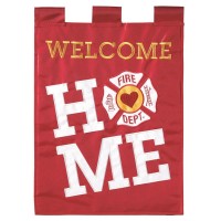 2pk -Flag Firefighter Welcome Polyester 13x18 - (Pack of 2)