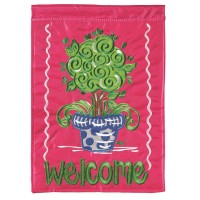 2pk -Flag Welcome Topiary Polyester 13x18 - (Pack of 2)