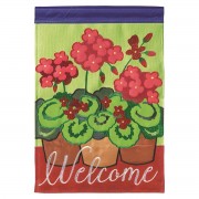 2pk -Flag Geraniums Pots Burlap 13x18 - (Pack of 2)