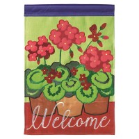 2pk -Flag Geraniums Pots Burlap 13x18 - (Pack of 2)