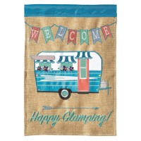 2pk -Flag Happy Glamping Burlap 13x18 - (Pack of 2)